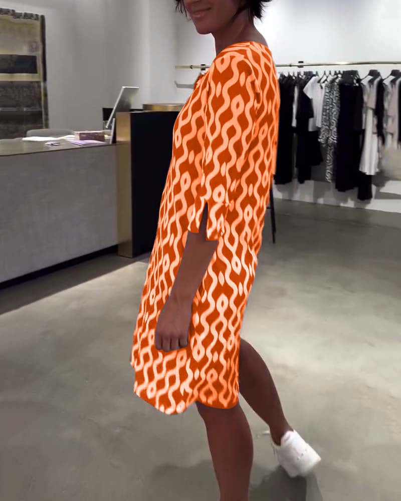 Calinera Designer Print Mid-Length Dress