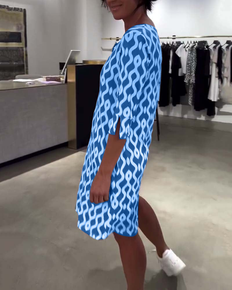 Calinera Designer Print Mid-Length Dress