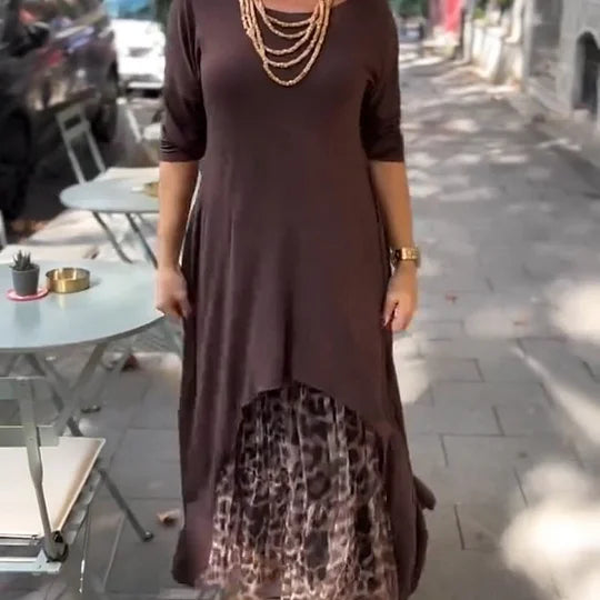 Kaelina Relaxed Fit Asymmetric Long Sleeve Dress