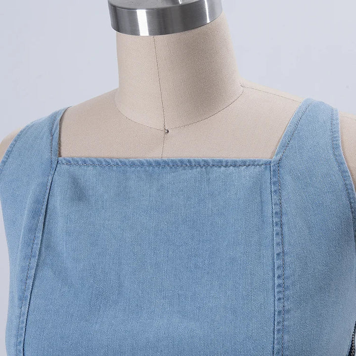 Maeryn Midnight Denim Strappy Sleeveless Dress
