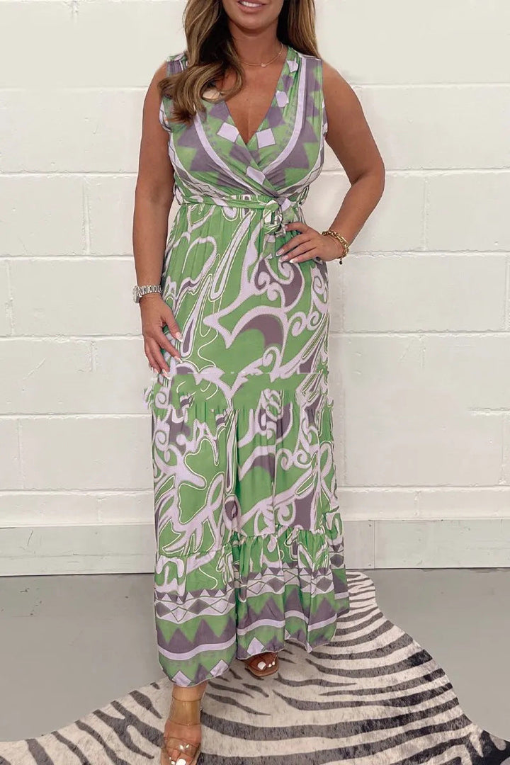Talina Printed V-Neck Maxi Dress