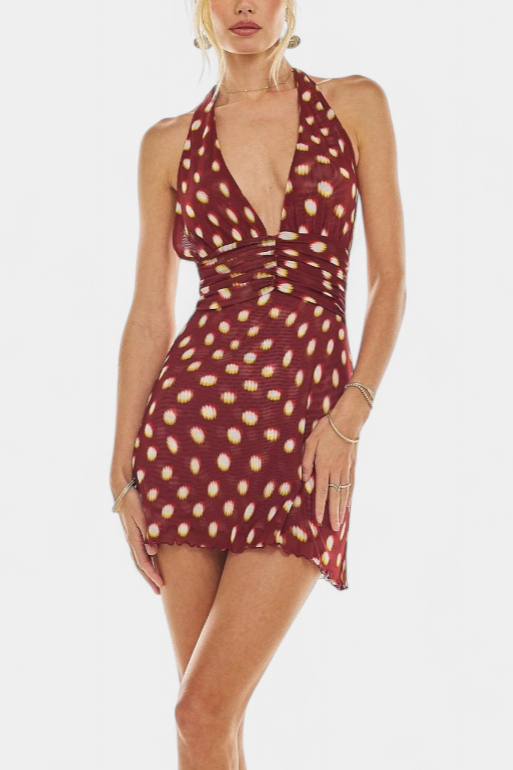 Selencia Vintage Polka Dot Lycra Mini Dress