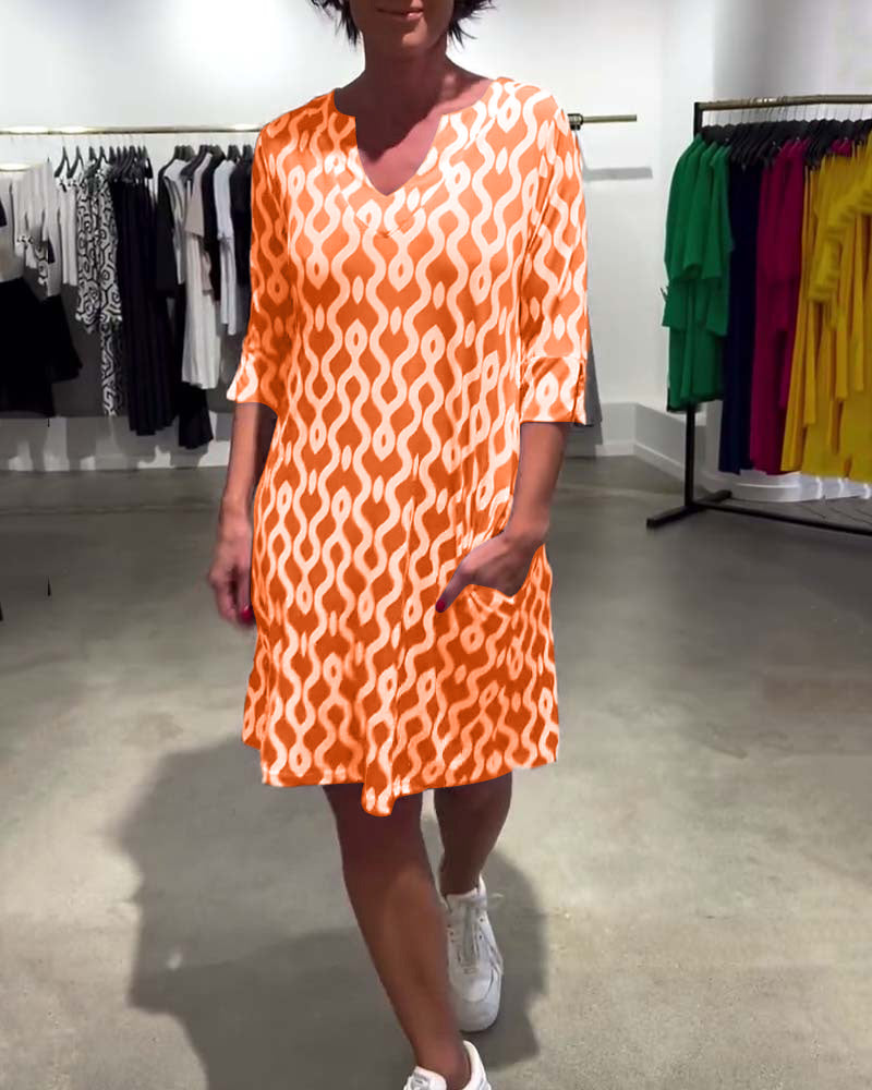 Calinera Designer Print Mid-Length Dress