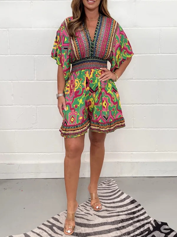 Evoria Plus Size Playsuit in Vintage Style