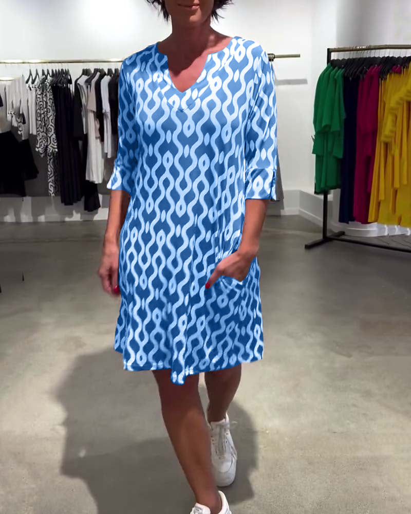 Calinera Designer Print Mid-Length Dress
