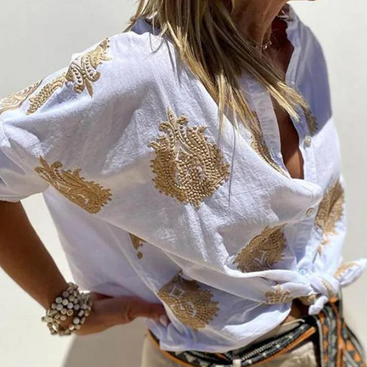 Sienna Embroidered Tie Blouse