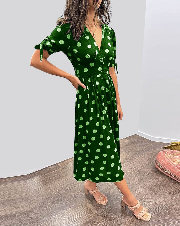 Marcelline Sweetheart Deep V Polka Dot Dress