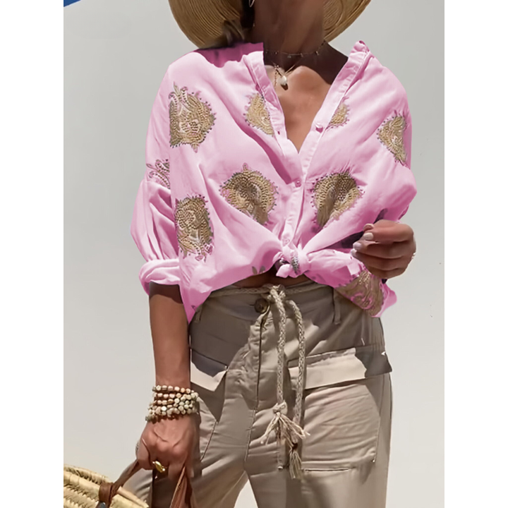 Sienna Embroidered Tie Blouse