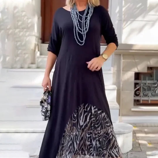 Kaelina Relaxed Fit Asymmetric Long Sleeve Dress