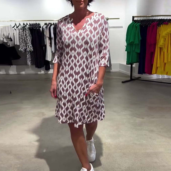 Calinera Designer Print Mid-Length Dress