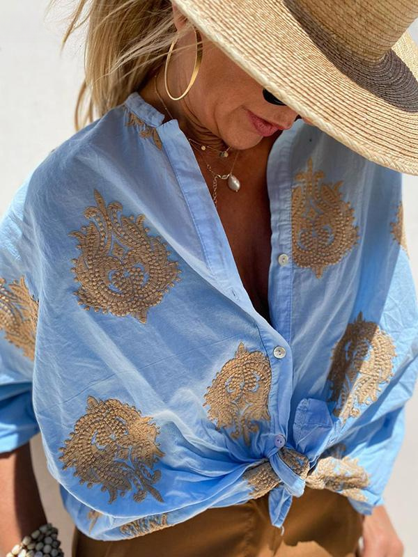 Sienna Embroidered Tie Blouse