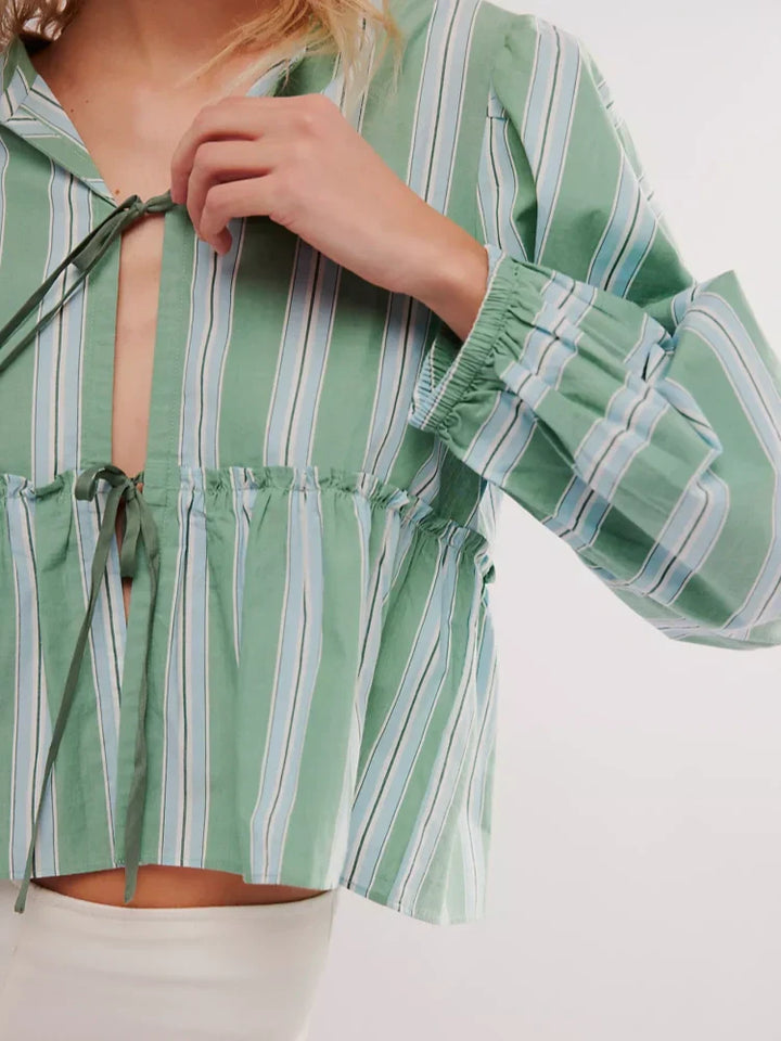 Brunch Babe  Striped Blouse Shorts Set