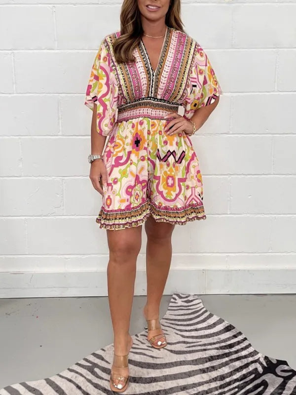Evoria Plus Size Playsuit in Vintage Style