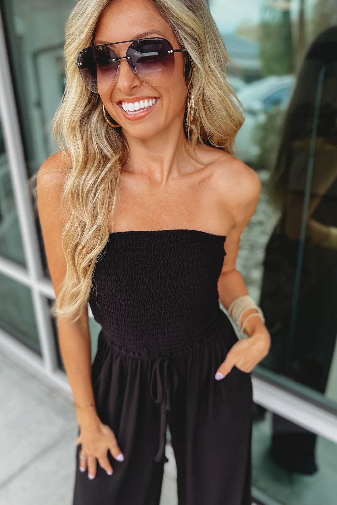 Melani Effortless Style Smocked Jumpsuit