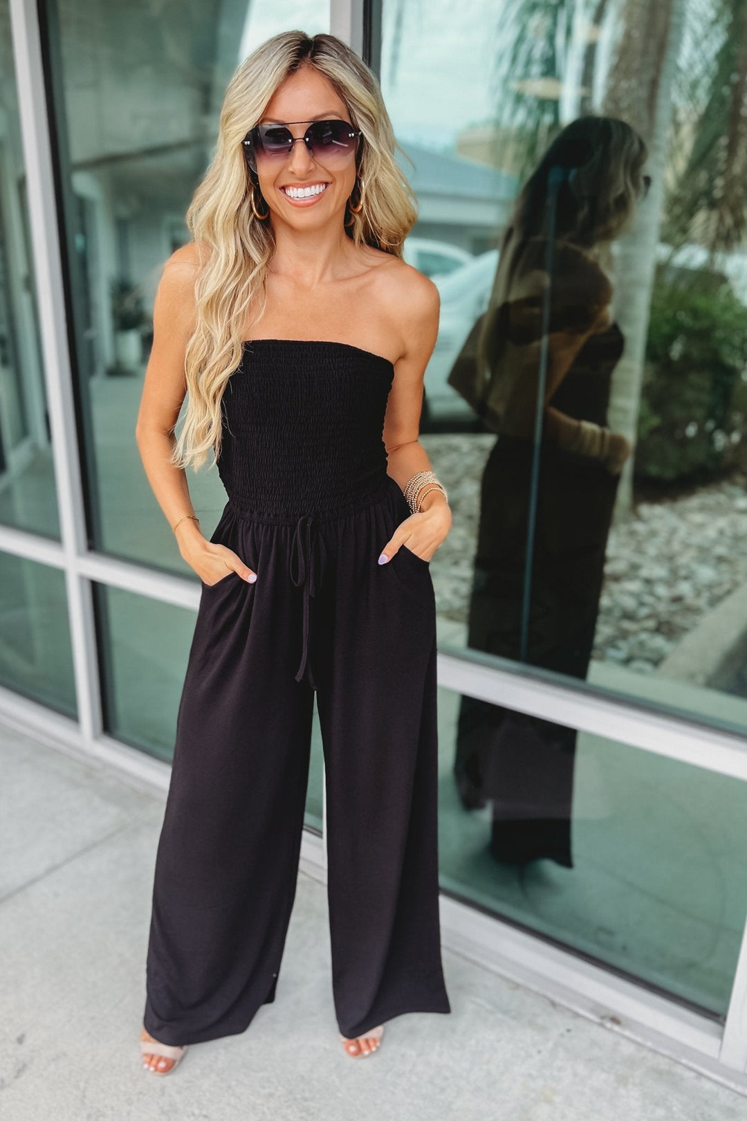 Melani Effortless Style Smocked Jumpsuit