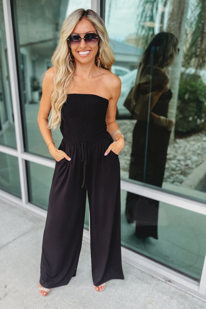 Melani Effortless Style Smocked Jumpsuit