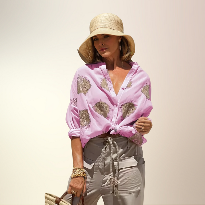 Sienna Embroidered Tie Blouse