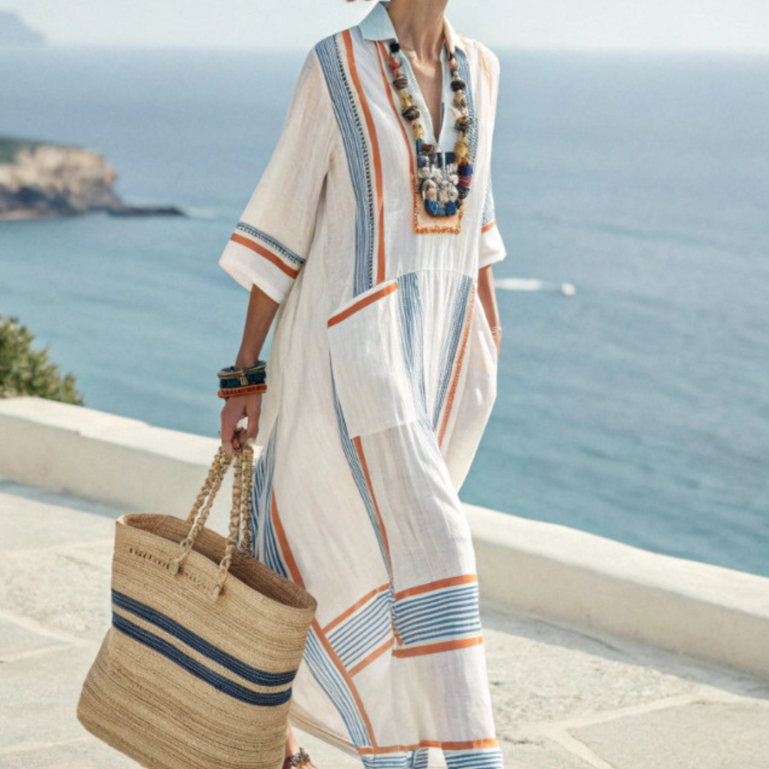 Mirella Striped Kaftan Dress