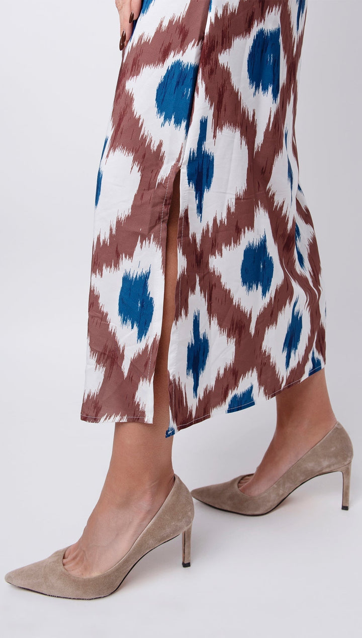 Lunessa Geometric Patchwork V-Neck Strap Dress