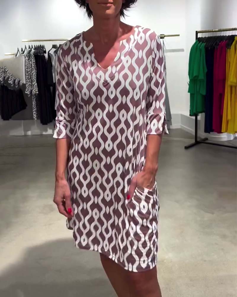 Calinera Designer Print Mid-Length Dress