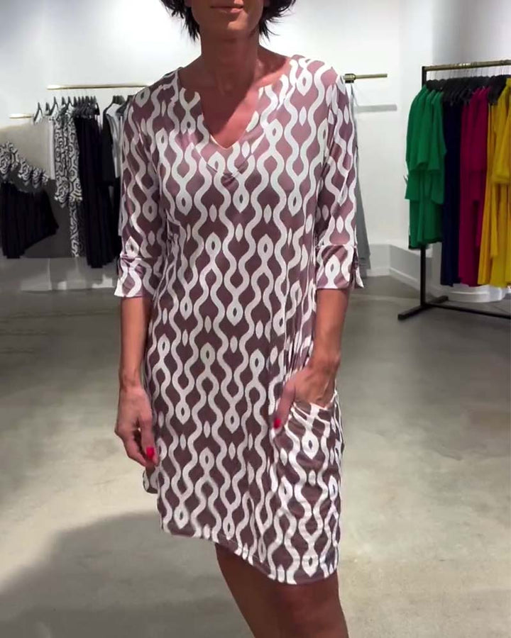 Calinera Designer Print Mid-Length Dress