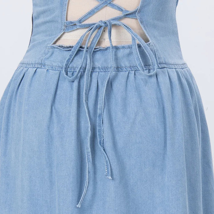 Maeryn Midnight Denim Strappy Sleeveless Dress