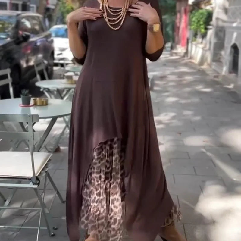 Kaelina Relaxed Fit Asymmetric Long Sleeve Dress