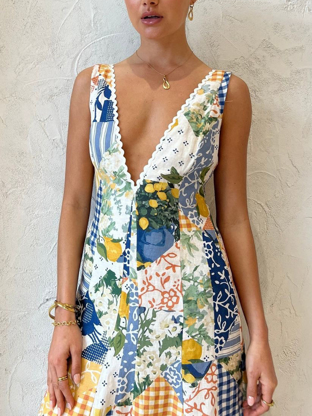 Zarela Boho Patchwork Maxi Dress