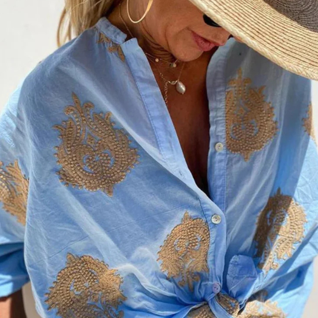 Sienna Embroidered Tie Blouse