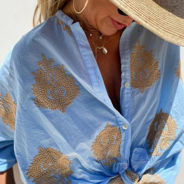 Sienna Embroidered Tie Blouse