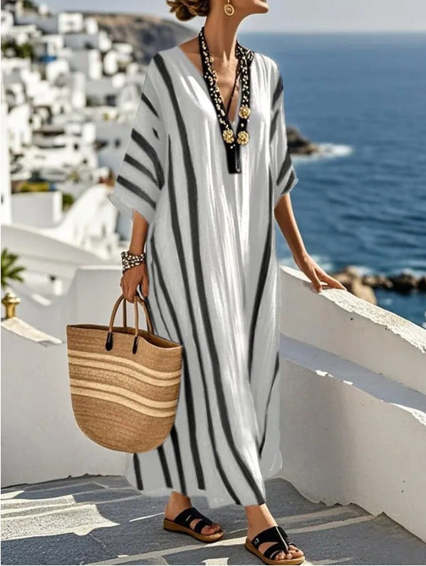 Elira Striped Kaftan Maxi Dress