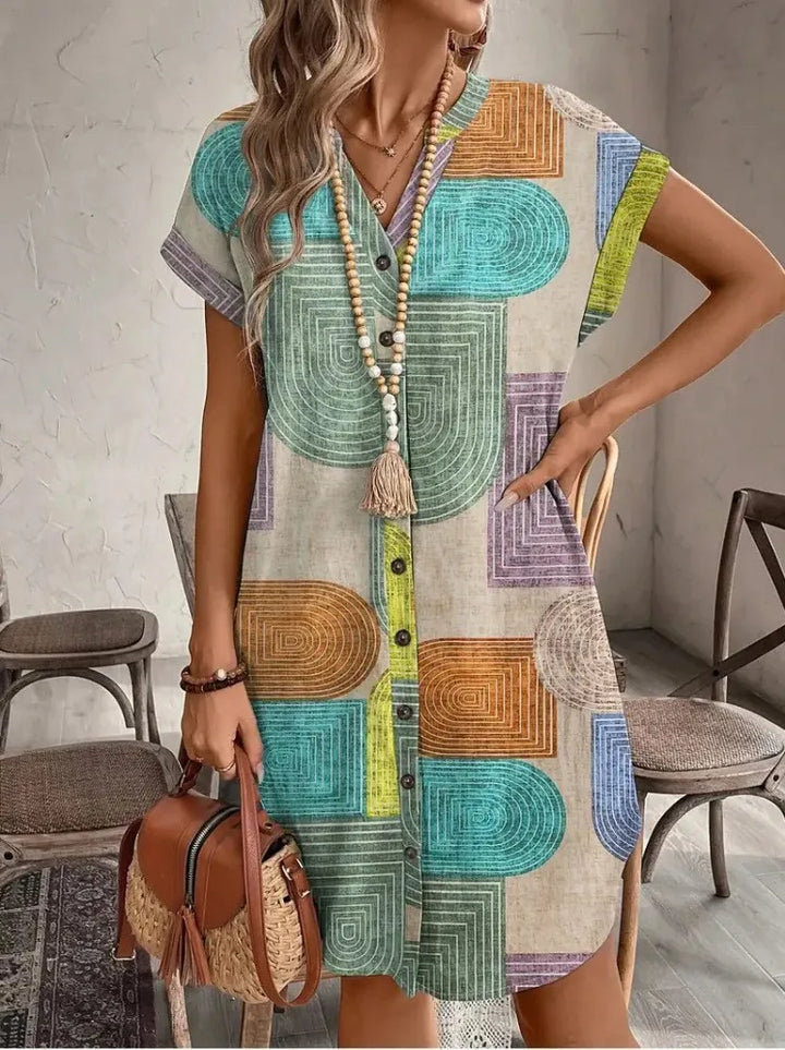 Danira Button-Up V-Neck Dress