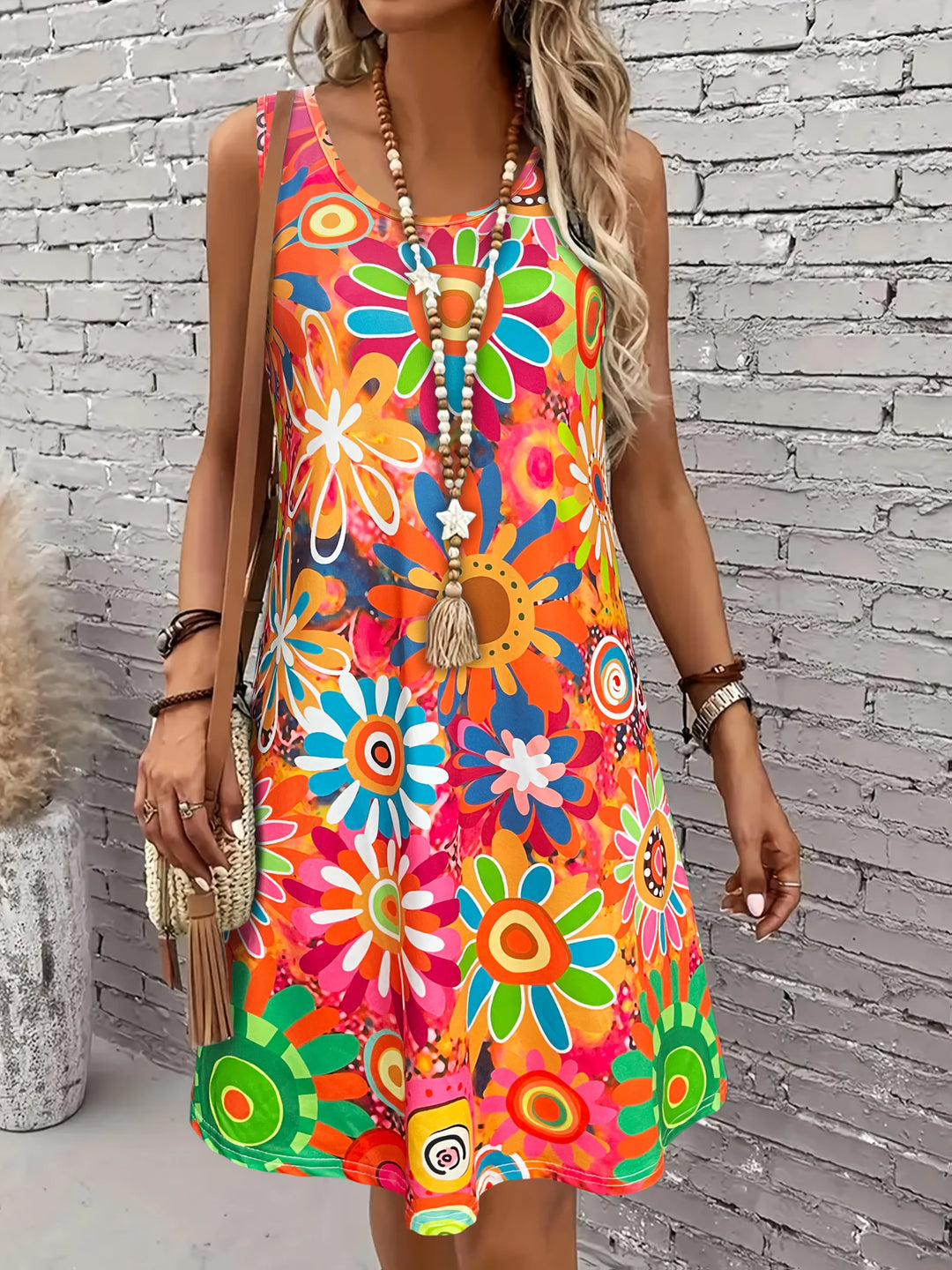Noelia Vibrant Floral Sleeveless Dress