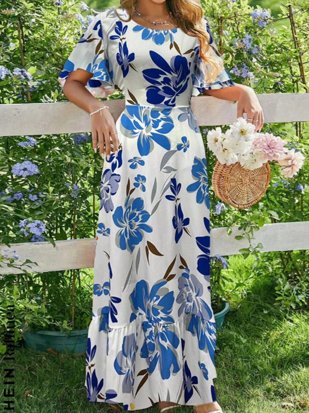 Naria Printed Floor-Length Dress
