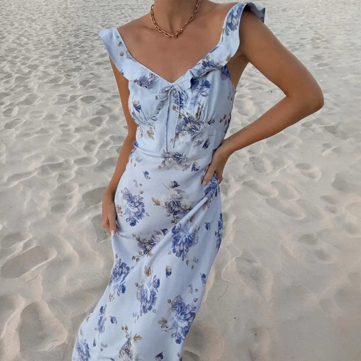 Elira Backless Floral Vacation Dress
