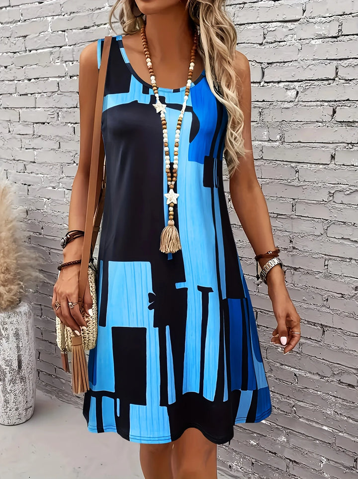 Amalia Geometric Sleeveless Midi Dress