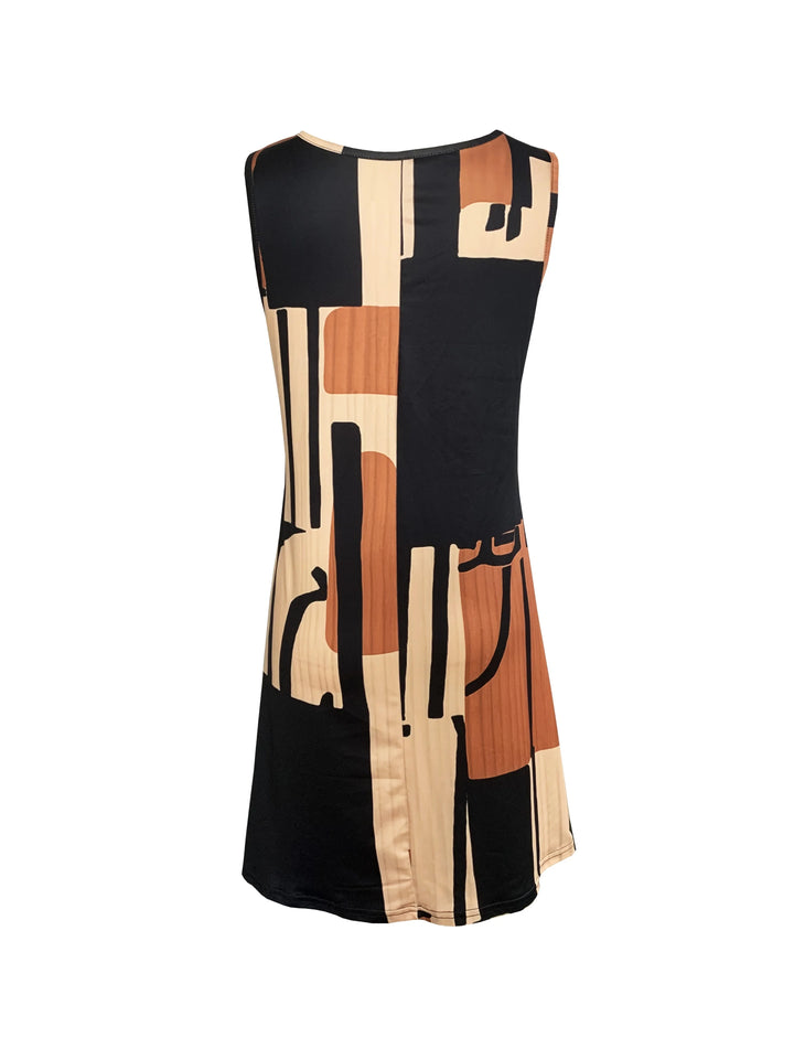 Amalia Geometric Sleeveless Midi Dress