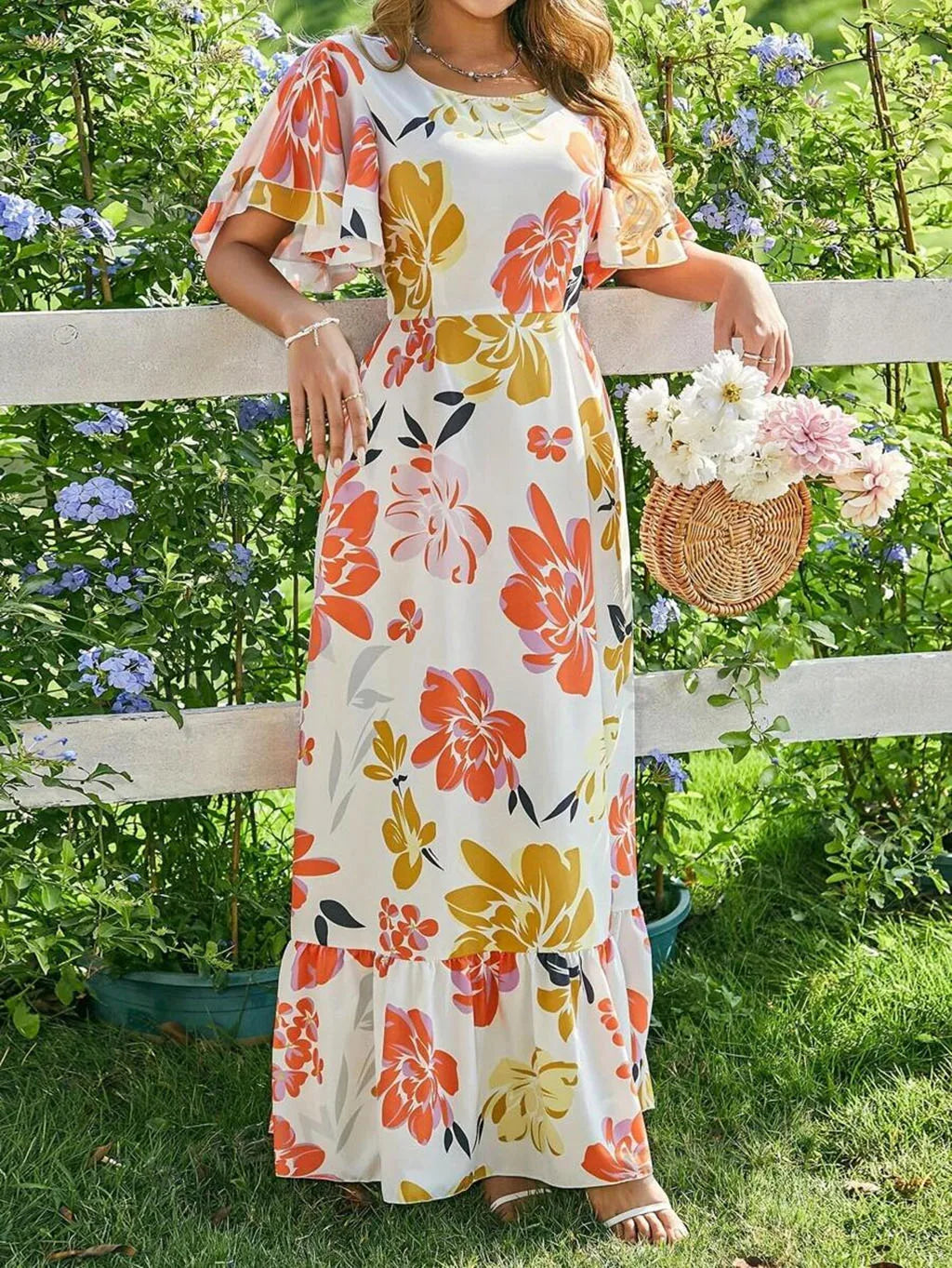 Naria Printed Floor-Length Dress