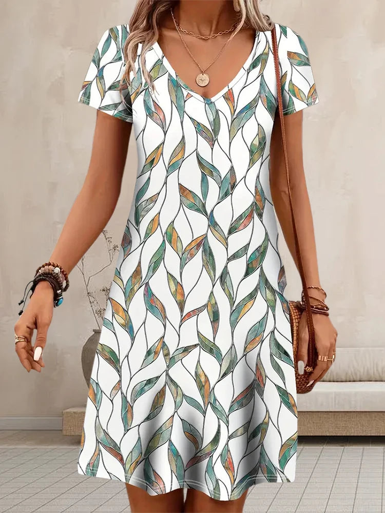 Marissa Printed V-Neck Dress