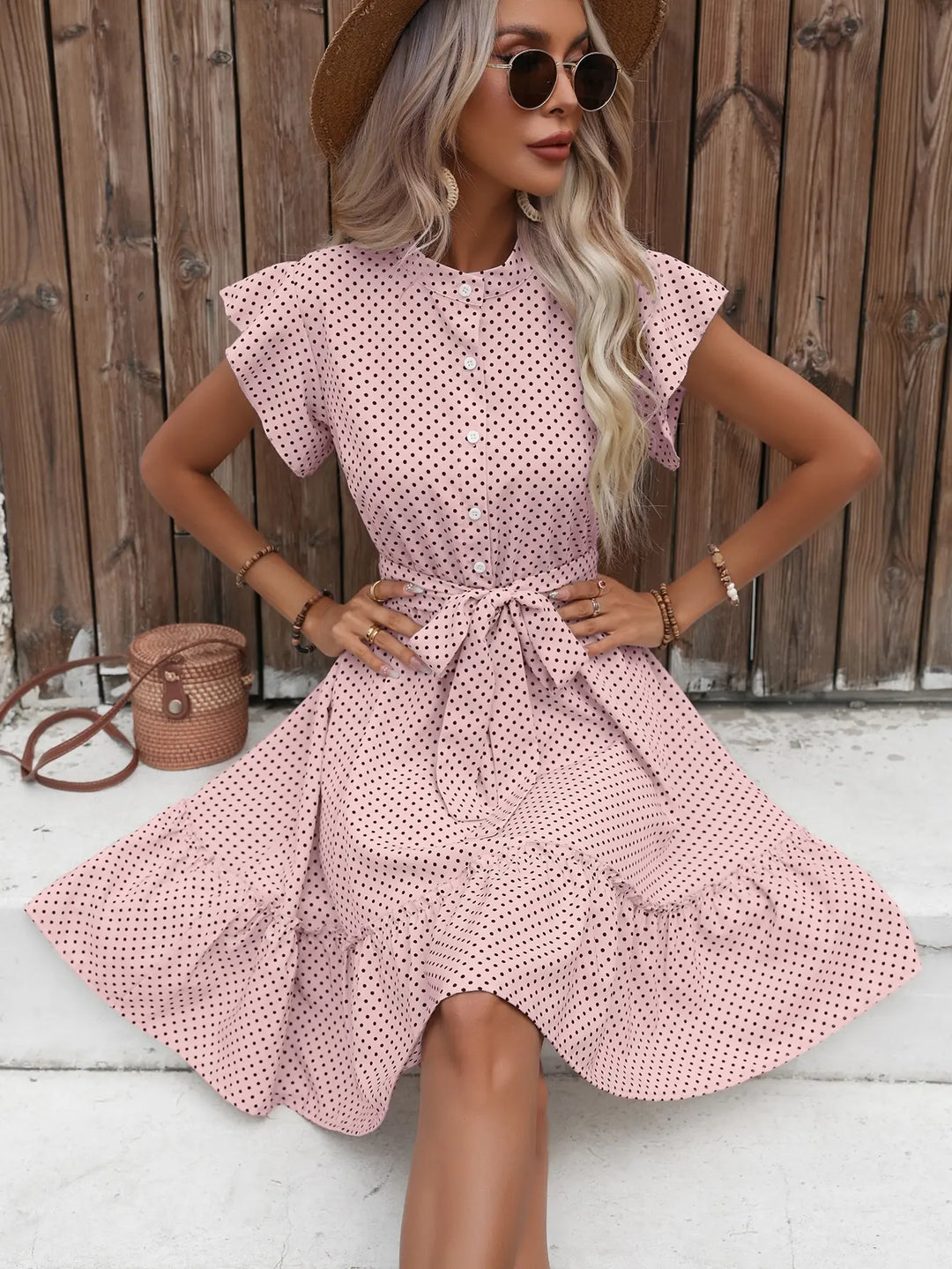 Celestina Polka Dot Ruffle Dress