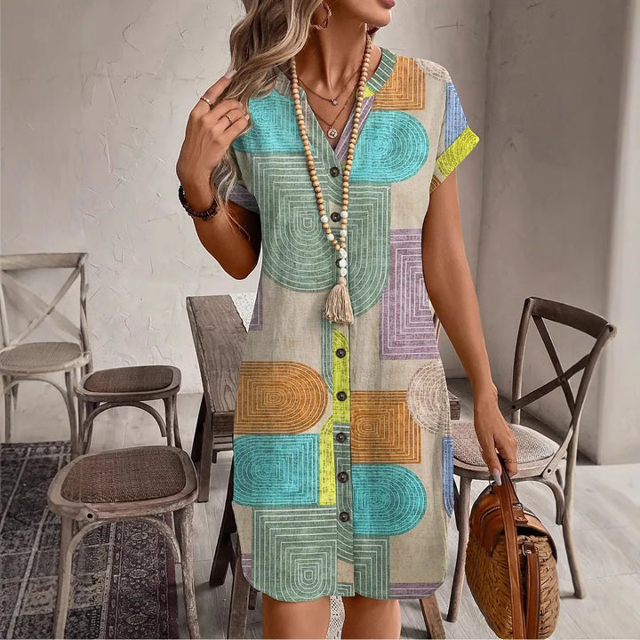 Danira Button-Up V-Neck Dress