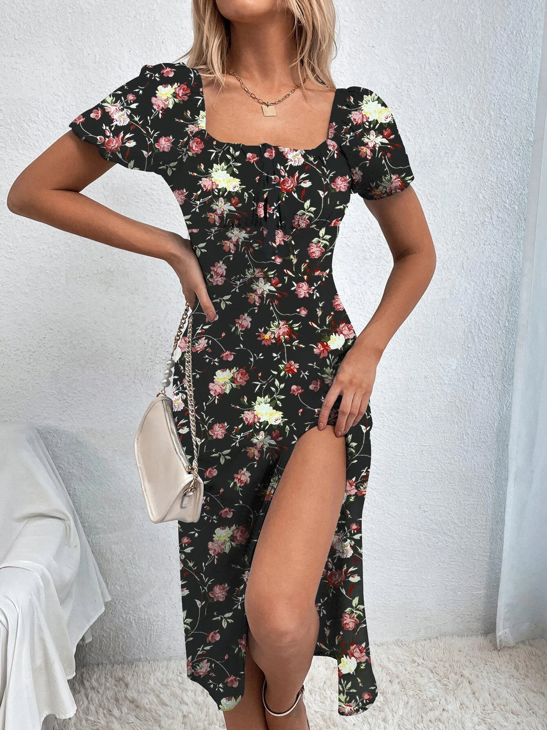Céleste Ditsy Floral Split Dress