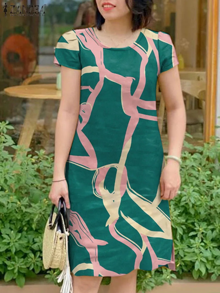 Amelina Printed Short Sleeve Dress