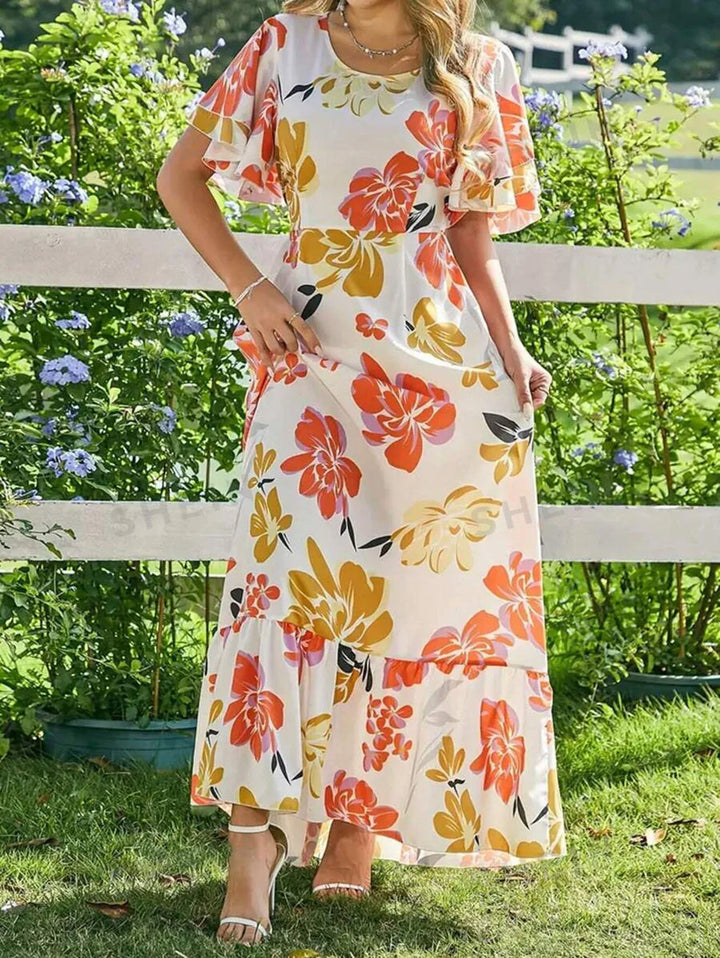 Naria Printed Floor-Length Dress