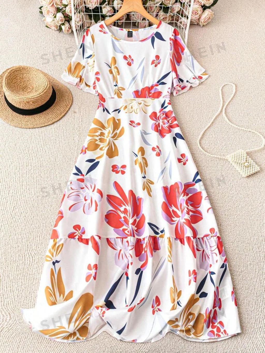 Naria Printed Floor-Length Dress
