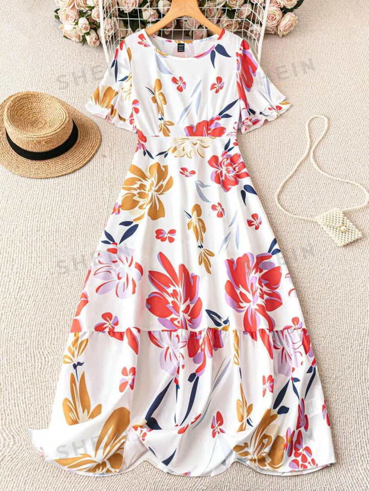 Naria Printed Floor-Length Dress