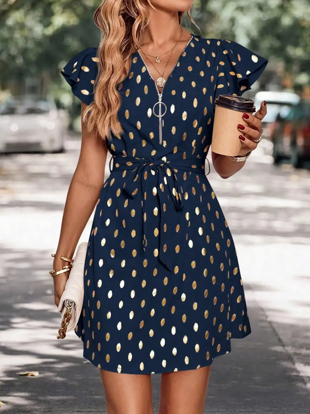 Elara Lace-Hem A-Line Dress