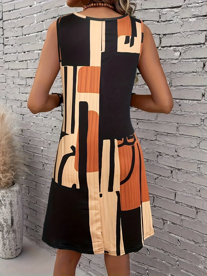 Amalia Geometric Sleeveless Midi Dress