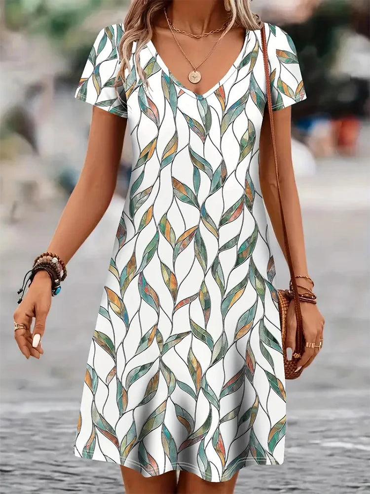 Marissa Printed V-Neck Dress