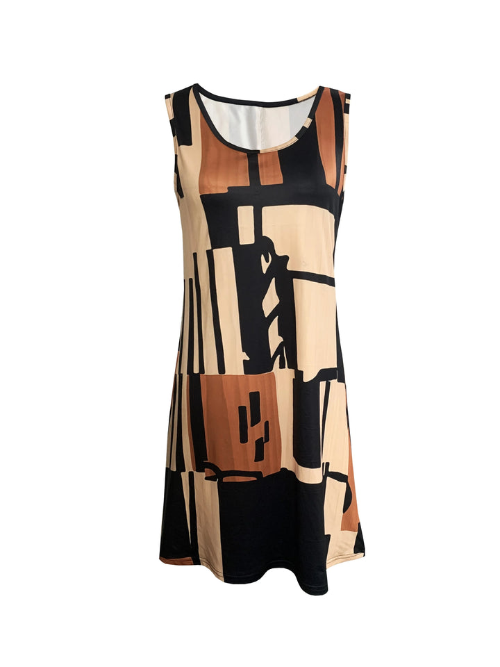 Amalia Geometric Sleeveless Midi Dress